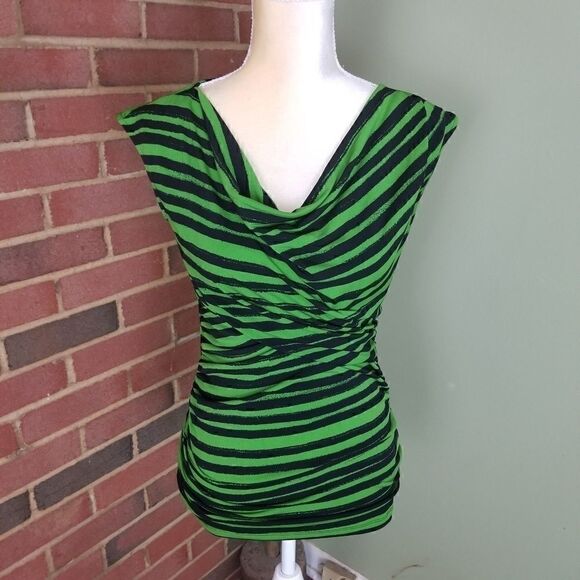 Vince Camuto Green & Black Animal Print Blouse - Picture 1 of 7
